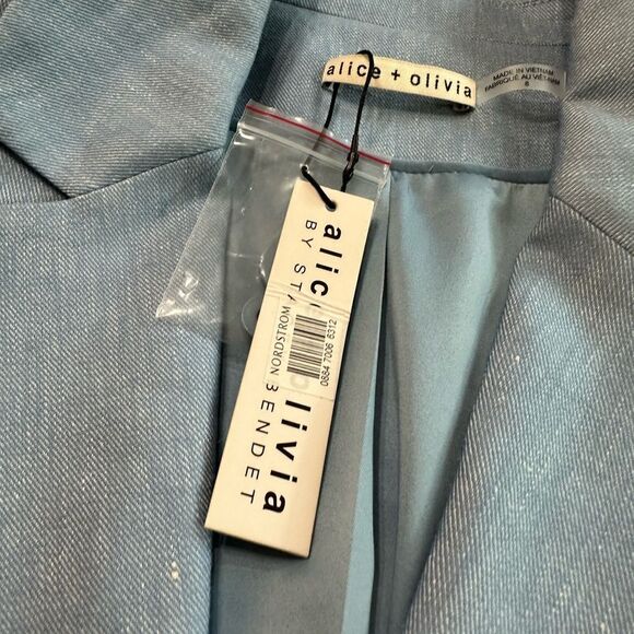 Alice + Olivia Denny‎ Blazer Linen Blend Chambray One Button Size 8 - Picture 8 of 14